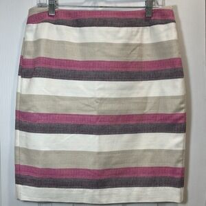 Ann Taylor Skirt 10 Petite NWT MSRP:$79.00 Pink Ivory Beige Stripe Pencil Office